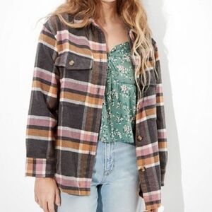 AE Oversized Plaid Shacket Jacket – Size L – 90s Grunge Fall Essential
